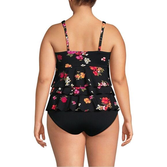 Land's End One Piece smoothing Control Fauxkini Swimsuit Black Meadow Floral 18W - Picture 4 of 5